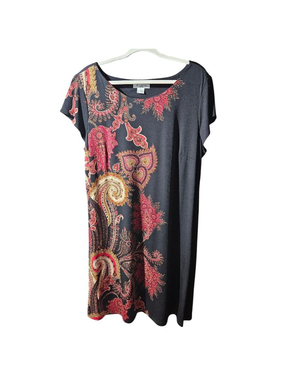 Liz Claiborne Womens Black & Red Paisley Dress 18W Polyester/Spandex